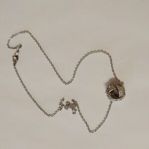 Vintage Sterling Silver Necklace With Crystal Knot Pendant Delicate Feminine